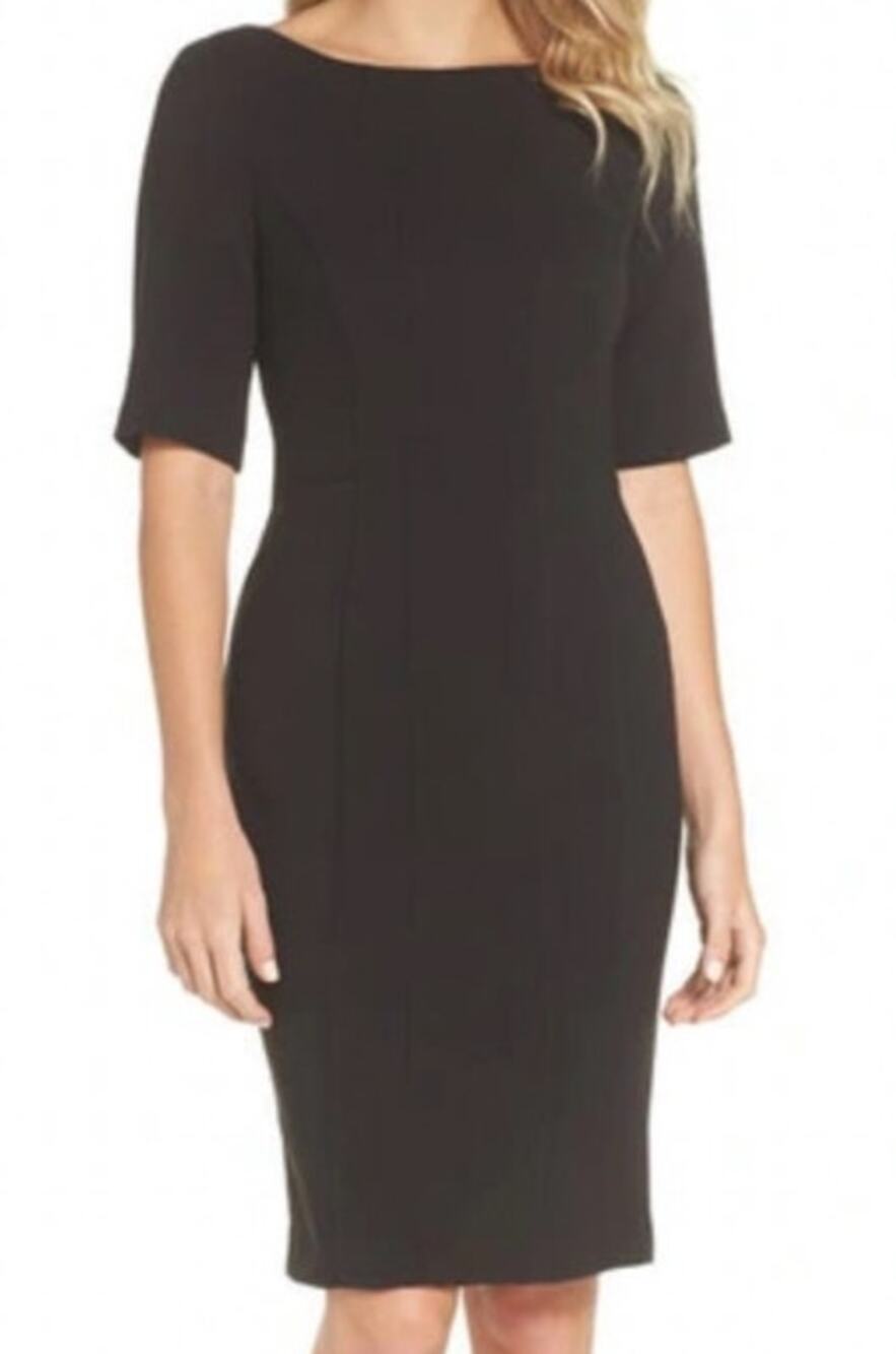Eliza J Dress Bateau Neck Crepe Sheath black size 18